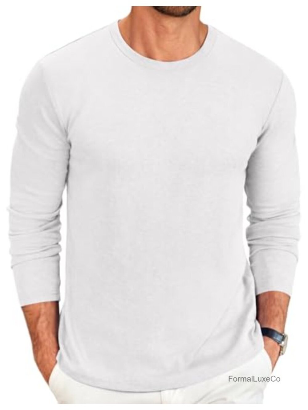 Men's Long Sleeve Crew Neck Tee Casual Soft T-Shirt Pullover
